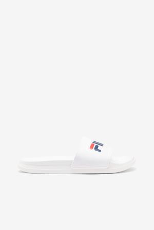 FILA Drifter Luxe Slides White / Navy / Red,Womens Shoes | CA.VOILAD084